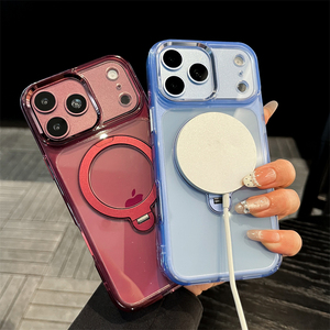 Funda magnética con soporte de anillo para teléfono, a prueba de golpes, con carga inalámbrica para iPhone 18 17 16 Pro Max, color burdeos - Product Image 4