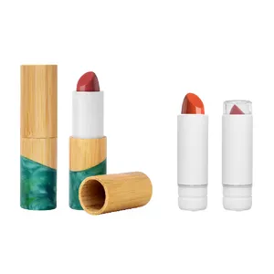 Natural cute round lip balm stick bamboo twist up two sided tubing contenitore vuoto per chapstick confezione con logo personalizzato per il trucco