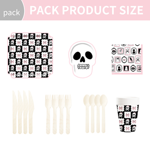 Juego de Vajilla para Fiesta de Halloween DAMAI, Estilo Moderno, con Molde de Calavera, Incluye Platos de Papel de 9 y 10.5 Pulgadas, Vasos y Servilletas - Product Image 2