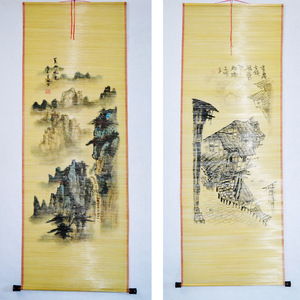Bamboo Curtain Painting Handmade Bamboo Weaving Art Home Decor Gift Collectible ZLH 005 - Product Image 1