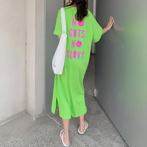 Tendance en gros été décontracté grand long t-<span class=keywords><strong>shirt</strong></span> <span class=keywords><strong>robe</strong></span> ample <span class=keywords><strong>grande</strong></span> <span class=keywords><strong>taille</strong></span> lettre imprimé coton Maxi t-<span class=keywords><strong>shirt</strong></span> robes pour les femmes - Product Image 4