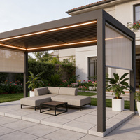 Pergola de Luxe Imperméable en Aluminium avec Toit Motorisé à Lames Orientables, Longue et Rectangulaire, Blanche, pour Extérieur