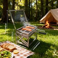 Parrilla de Carbón Ergocar para Exteriores, Multifuncional, Portátil, Giratoria, con Altura Ajustable, Ventilación, Bandeja de Carbón de 4 Niveles, para Fumar y Hacer Picnics