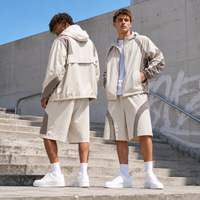Ensemble short et veste à capuche personnalisé pour homme, léger, décontracté, pour l'extérieur, survêtement OEM ODM, vêtements de sport d'été, vente en gros d'usine