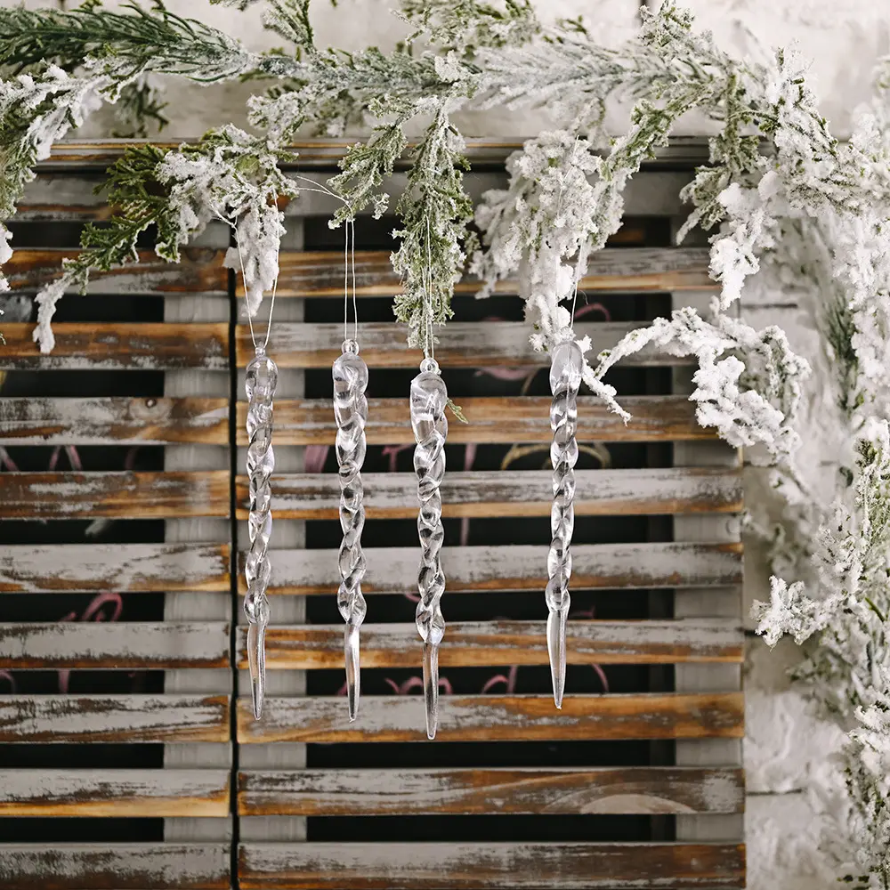 12 pezzi di ghiaccioli in vetro trasparente gocce ornamenti per decorazioni per l'albero di natale