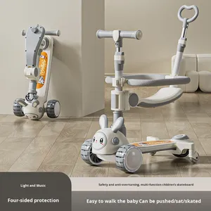 Patinete moderno 3 en 1 para niños de 1 a 6 años <span class=keywords><strong>Push</strong></span> & Ride Music & Light-Up Juguete plegable para exteriores con tres ruedas de plástico - Product Image 4