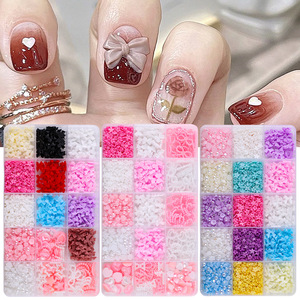 15 compartiments, 1000 pièces de breloques pour ongles en résine, nœuds et perles, accessoires de décoration pour manucure, kit DIY pour ongles - Product Image 2