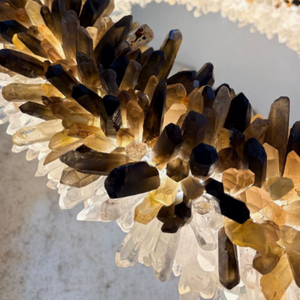 Lampadario a sospensione grande in cristallo naturale con strisce in ottone, decorazione di lusso <span class=keywords><strong>per</strong></span> soggiorno duplex, villa, sala cava - Product Image 3