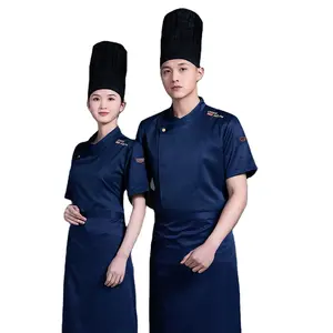 Logo impression unisexe Chef uniforme Service alimentaire cuisinier veste manteau solide homme cuisine Restaurant boulangerie vêtements chemise