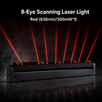 Barre d'éclairage laser linéaire à 8 faisceaux IP20 DMX512, 8*500mW, laser rouge, pour DJ, club, événement, spectacle