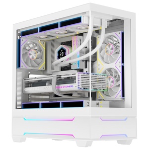 Boîtier PC ATX Full Tower blanc le plus vendu avec 3 ventilateurs ARGB et panneaux latéraux, port Type-C, en acier, pour jeux - Product Image 1
