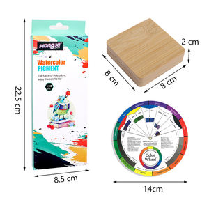 Pigmento de Acuarela No Tóxico de 12 Colores y 6 ml, Caja de Pintura de Bambú de 15 Compartimentos, Libro de Acuarela para Tela, Pinceles Lavables - Product Image 2