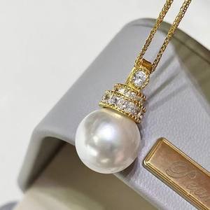 Accesorios de Perlas DIY 31198, Colgante de Plata S925 con Cuentas Redondas de 11-15 mm, Soporte Vacío en Forma de Cruz para Collar, Accesorio de Moda - Product Image 2