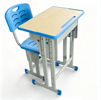Table d'étude simple pour étudiant avec chaise en plastique, cadre métallique durable, ensemble de mobilier scolaire pour centre de formation - Vente en gros à prix réduit