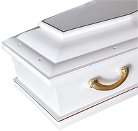 Ataúdes Elegantes de Madera Maciza Blanca para Fallecidos con Detalles y Asas Doradas |   Ataúdes Funerarios Europeos de Lujo