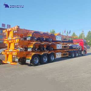 Pengiriman laut kontainer kerangka Trailer bingkai 40Ft 5 kaki Flatbed kerangka kerangka 4 Axle Semi Trailer dan roda - Product Image 1