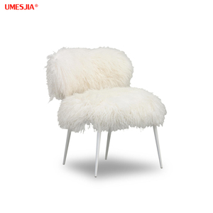 Fauteuil de salon moderne de conception italienne NEPAL, en <span class=keywords><strong>acier</strong></span> inoxydable, avec pieds en métal, fauteuil de <span class=keywords><strong>d</strong></span>étente avec fourrure de <span class=keywords><strong>laine</strong></span> de plage - Product Image 2