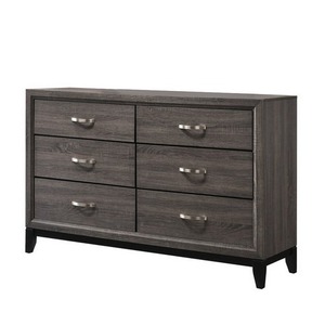 Modern Style Solid Oak Wood Dresser with <b>6</b> <b>Drawers</b> Eco-Friendly & Durable Foldable Metal Pulls in Gray and Black - Product Image 5