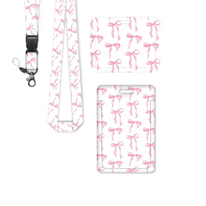 TEMU Cross-Border Hot Selling Easy-Pull <b>Buckle</b> Bow Round Badge Scroll Card Holder UV Printed Neckband Mobile Phone Strap - Product Image 5