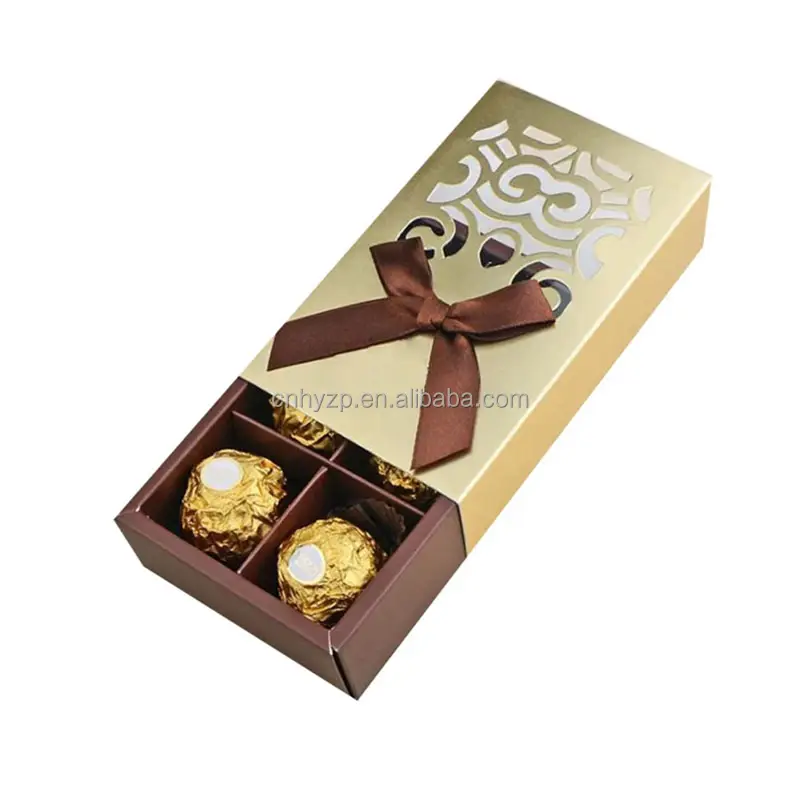 Venta caliente al por mayor de China Caja de regalo de chocolate vacía Calendario de Adviento Caja de chocolate con cinta