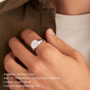 OEM High-Polished Ladies Geometric Circle Flat <b>Ring</b> Custom Logo 18K Gold Plated <b>Stainless</b> <b>Steel</b> Punk <b>Ring</b> - Product Image 4