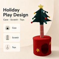 Tour pour chat en forme de sapin de Noël, mignonne et compacte, avec condo rond en peluche et griffoir en sisal, idéale pour les petits chats, vente en gros, OEM ODM
