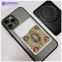 Porte-cartes magnétique personnalisable avec revêtement par sublimation, portefeuille arrière en cuir PU pour cartes, idéal pour logo d'entreprise