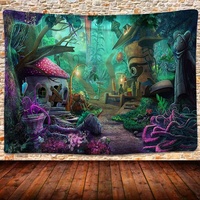 Psychedelic seri pemandangan indah dalam ruangan luar ruangan asrama kelas kantor dekorasi kamar tidur estetika Poster selimut permadani