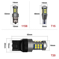 Bombillas LED T15 de Alta Potencia Canbus 24 SMD 2016 0.44A Sin Error, Luz de Reversa 921 912, Blanca Universal 12V