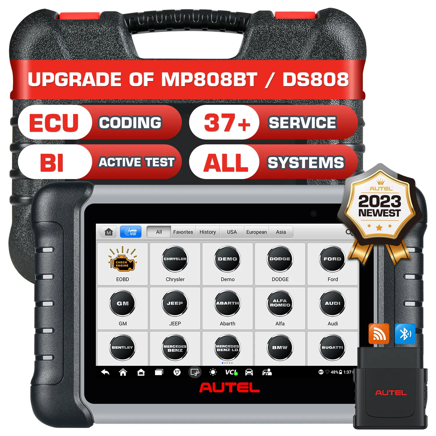 Autel Official Store MaxiPRO MP808BT PRO Universal Vehicle Full System Diagnostic Altar OBD2 Scanner for Car Diagnostic Tools