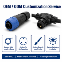 Conector Impermeable Tipo T con Enchufe Macho y Hembra M16, Corriente Nominal de 10A, 8A, 5A, para Iluminación LED Exterior y Robots