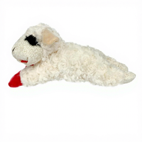 Jouet en peluche couineur en coton PP pour chat, motif agneau, anti-stress, maille lavée, extra doux, 0-10 cm, 5 couineurs (25 cm, crème), unisexe