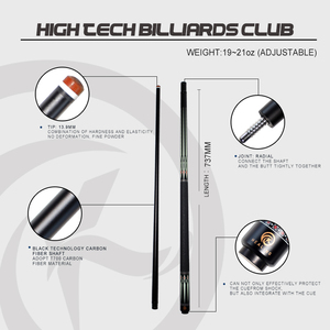 Taco de Billar Profesional OKHEALING de Fibra de Carbono de 1/2 Pieza con Punta de 13.9mm para un Juego de Precisión |   Listo para <span class=keywords><strong>Snooker</strong></span> |   OEM Disponible - Product Image 2