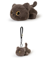 Porte-clés en peluche chat siamois brodé, mignon et kawaii, jouet anti-stress, cadeau d'anniversaire personnalisable en coton PP et maille