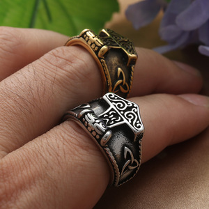 Anillo de martillo de Thor de yunnique para hombre, acero inoxidable, plata, estilo vikingo, joyería Punk, regalo 24003 - Product Image 4