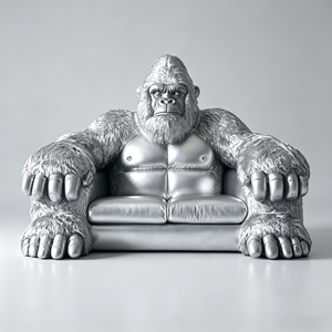 Sofá Gorila Peludo Negro, Sofá Gorila de Lujo, Escultura de Fibra de Vidrio, Sofá Gigante para Hogar, Balcón, Interior y Exterior - Product Image 1