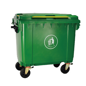 Outdoor Large 660L <b>Plastic</b> Waste <b>Bin</b> With <b>Lid</b> Wheeled Rectangular For Sanitation And Community Use - Product Image 3