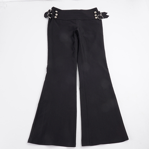 Pantalones Acampanados Vintage de Cintura Baja para Mujer, Estilo Y2K, con Botones y Tachuelas, Corte Ajustado, Frente Plano, Estilo Gótico Punk Metal Streetwear - Product Image 6