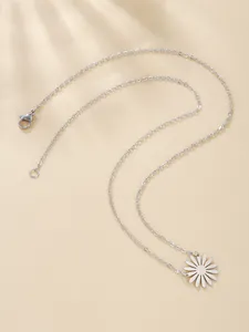 316L Stainless Steel Daisy Flower Necklace For Women Classic Style Strand Chain For Gift Engagement Anniversary