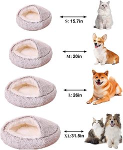 Kostenlose Probe: Warmes, tiefes Schlafnest für den Winter – halb geschlossenes Katzenbett, Plüsch, rund, Haustierkörbchen, Kokon, Welpenbett - Product Image 4
