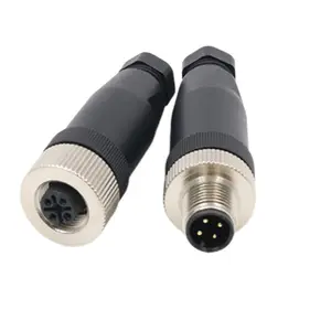 M12 Straight Female / Male Metal Shielded Plug (Screw) for Industrial Ethernet Connectivity Waterproof Circular Wire Connector