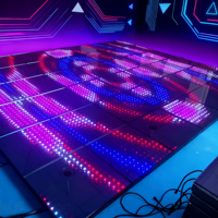 UNOXINE 12x12 RGB 3D LED Carrelage de piste de danse interactif avec éclairage à distance pour la fête et la scène