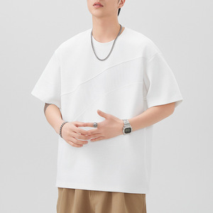 T-shirt da uomo estiva con design a colori abbinati, tinta in capo, vestibilità ampia, maniche corte, con loghi <span class=keywords><strong>giapponesi</strong></span> di tendenza - Product Image 2