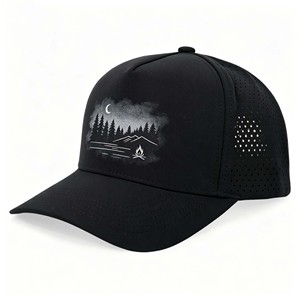 Water Resistant Hydro Waterproof Sports Hat 7 Panel Laser Cut Hole Custom Perforated Snapback Baseball <b>Cap</b> - Product Image 3