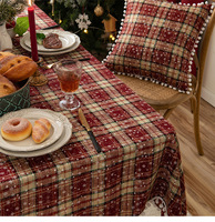 Nappe de Noël à carreaux rectangulaire - Lin rouge à carreaux de buffle en polyester, nappes de Noël