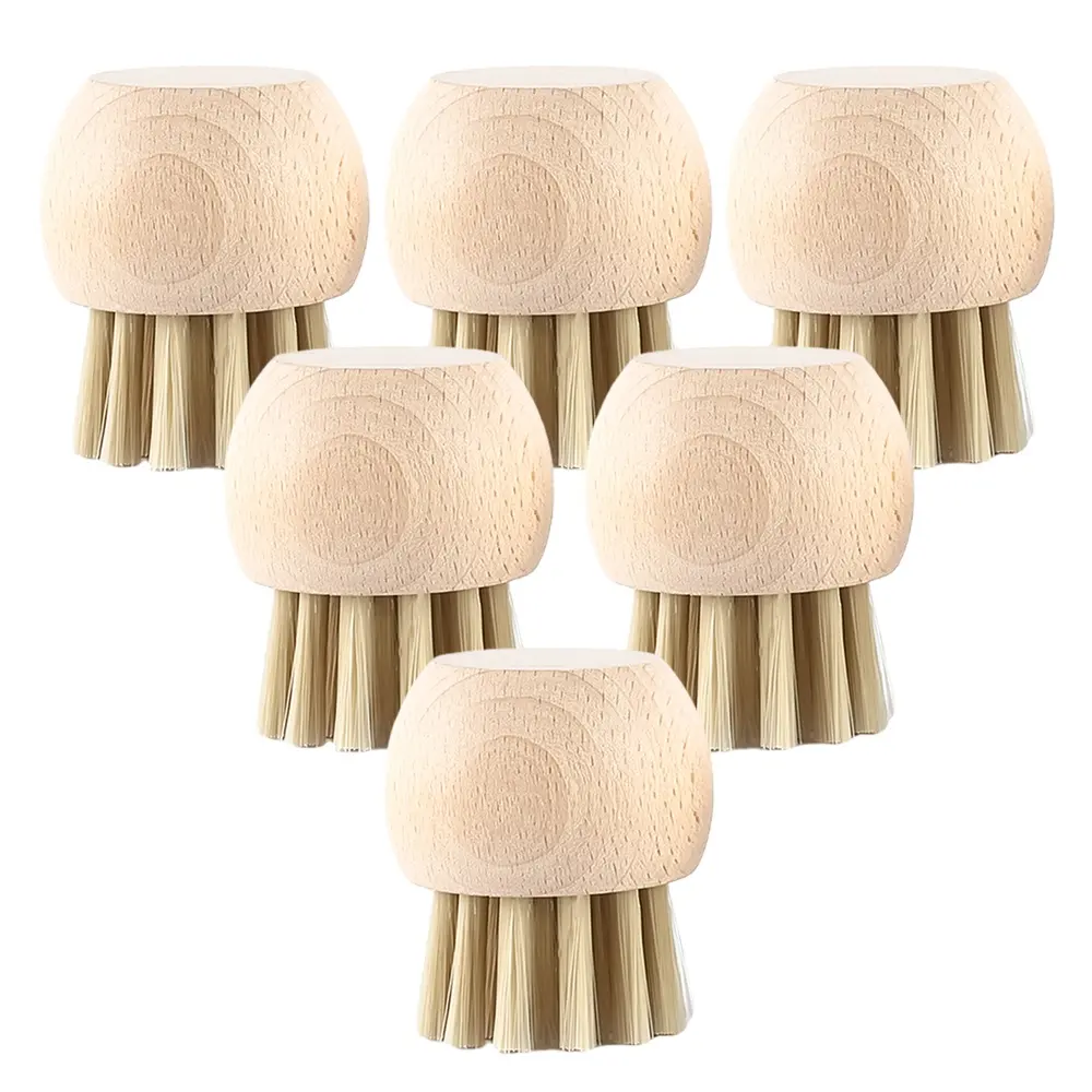 Kitchen Beech Wooden Cleaning Scrubber Natural Sisal Mini Dish Bristles Bamboo Brushes