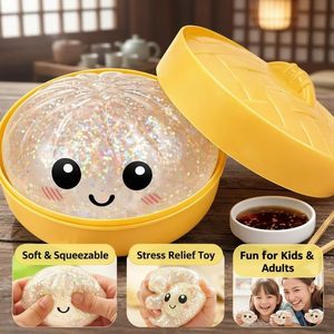 Cute Cartoon Dumpling Squishy Toys TPR Material <b>Gift</b> Box Packaging Sparkle Glitter Faces Soft Slow Rising Stress Promotional - Product Image 2