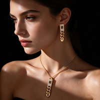 Boucles d'oreilles pendantes et clous d'oreilles Monaco en argent massif 925 plaqué or 14K avec moissanite taille brillant qualité VVS1 et chaîne cubaine Miami