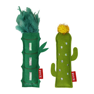 Gato fieltro gato menta dibujos animados bambú Cactus muñeca moler dientes mascota roer juguete - Product Image 1