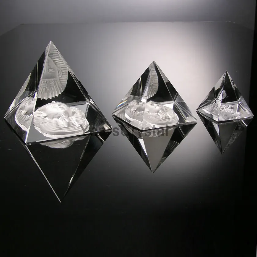 YearsCrystal Egyptian glass Crystal pyramid with Etched Pharaohs